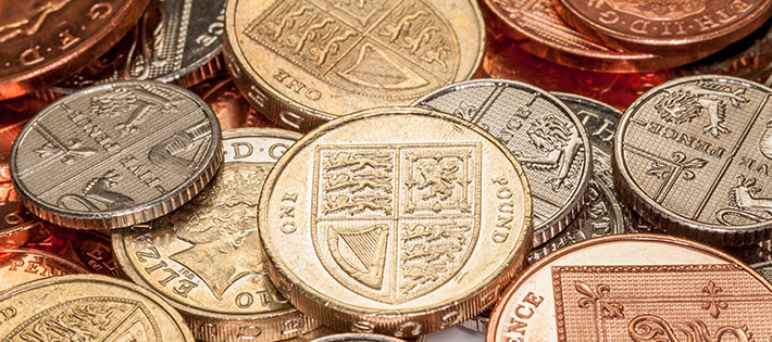 Münzen der englischen Währung Pfund